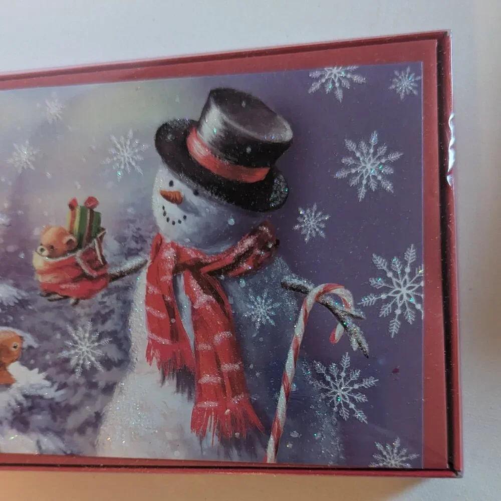 NWT 16 Glitter Snowman Christmas Cards American Greetings Sealed Box Holiday NIB
